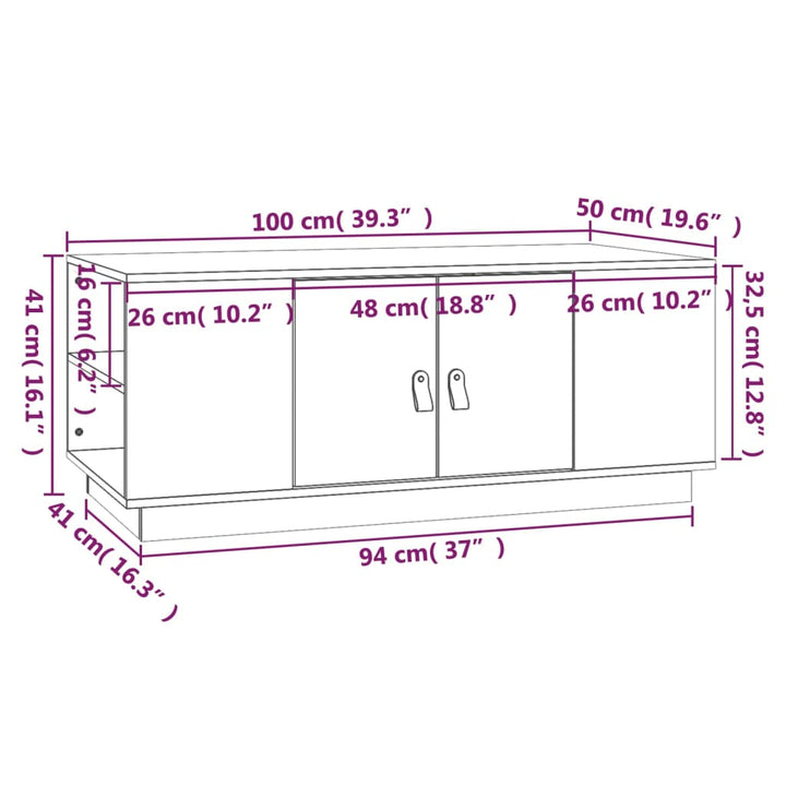 Soffbord 100X50X41 Cm Massivt Furu