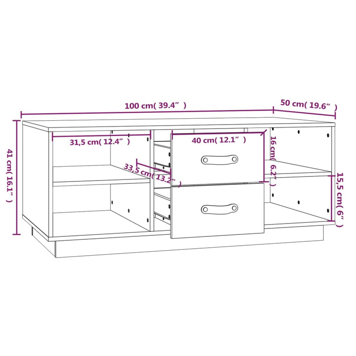 Soffbord 100X50X41 Cm Massivt Furu