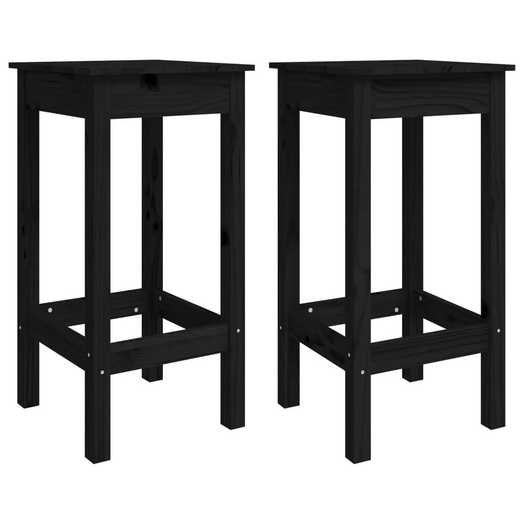 Barstolar 2 St Svart 40X40X78 Cm Massiv Furu