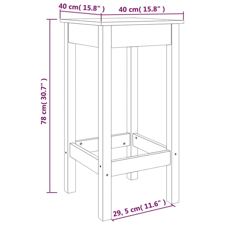 Barstolar 2 St Svart 40X40X78 Cm Massiv Furu