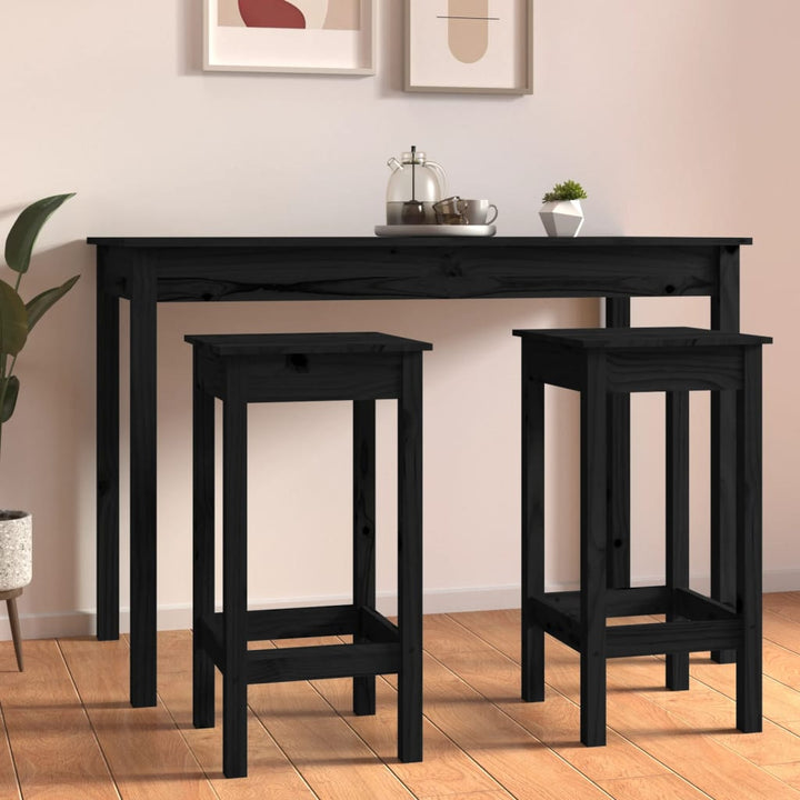 Barstolar 2 St Svart 40X40X78 Cm Massiv Furu