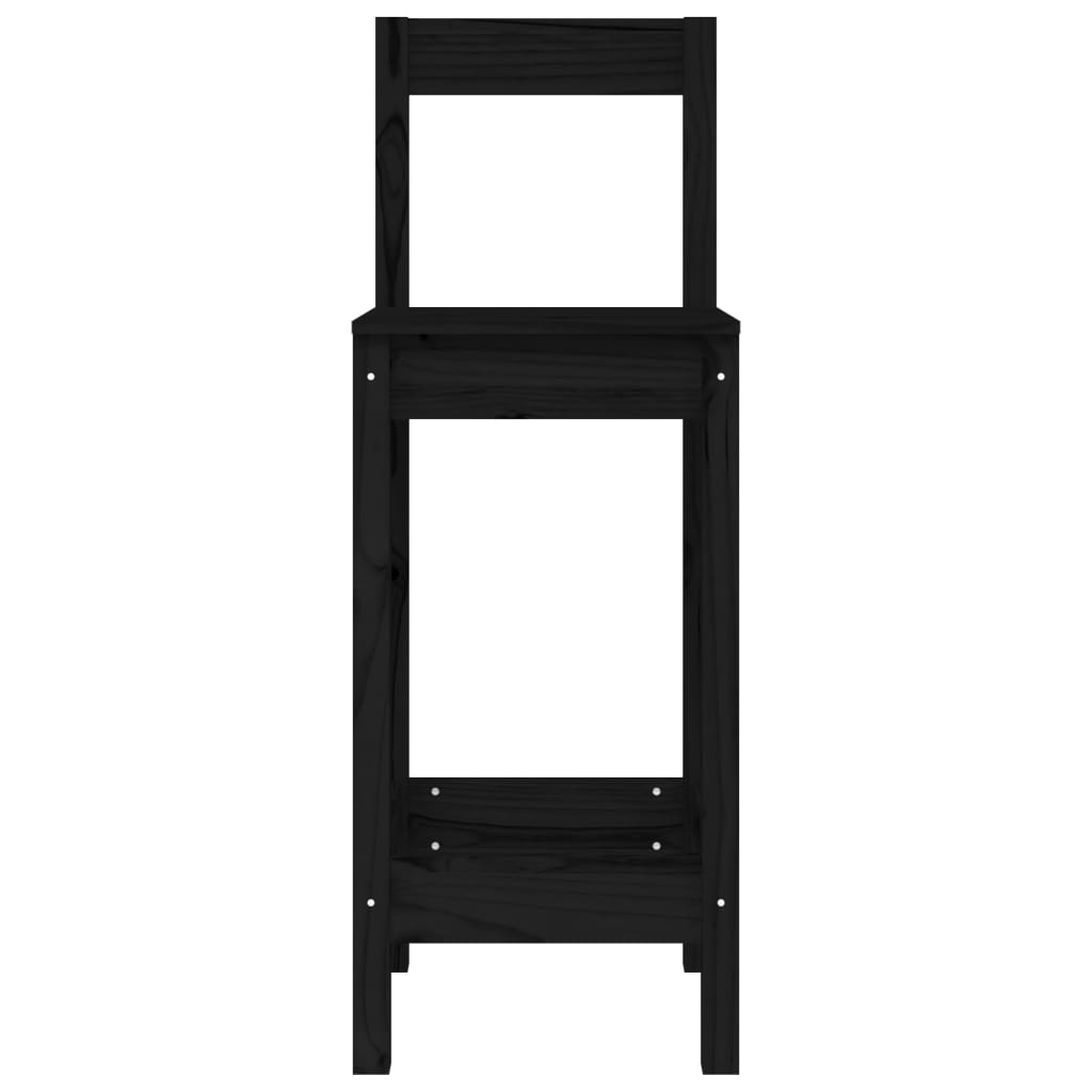 Barstolar 2 St Svart 40X41,5X112 Cm Massiv Furu