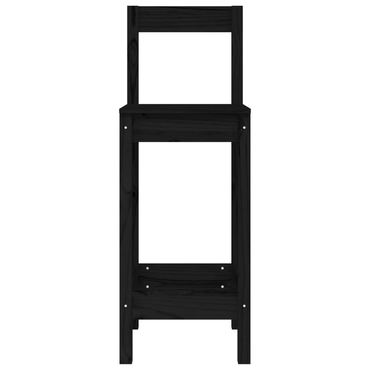 Barstolar 2 St Svart 40X41,5X112 Cm Massiv Furu