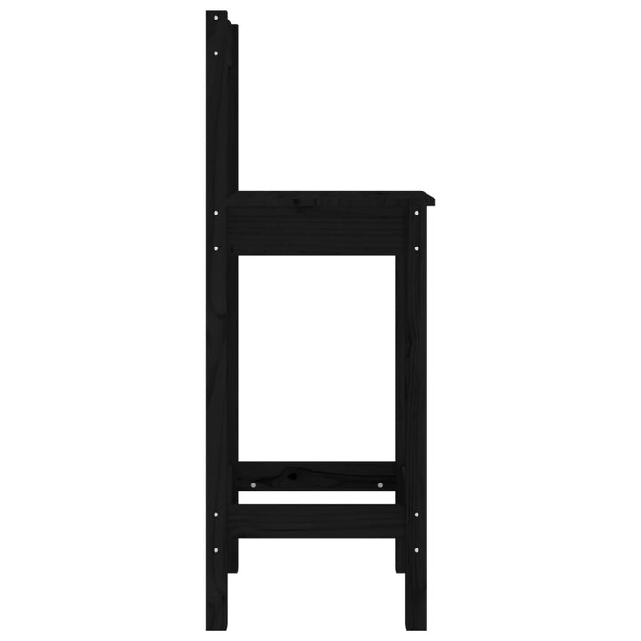 Barstolar 2 St Svart 40X41,5X112 Cm Massiv Furu