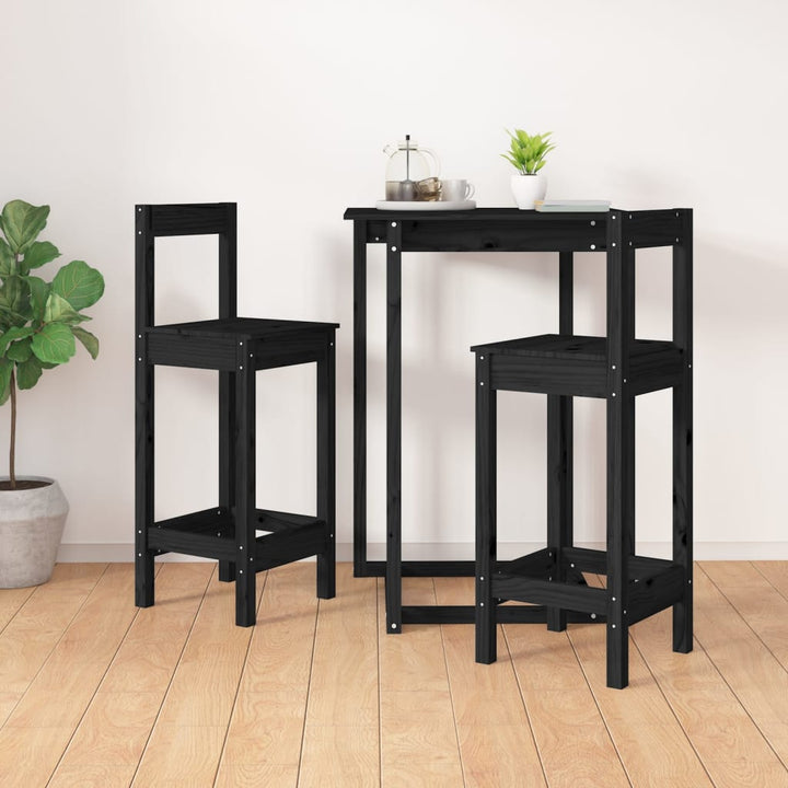 Barstolar 2 St Svart 40X41,5X112 Cm Massiv Furu