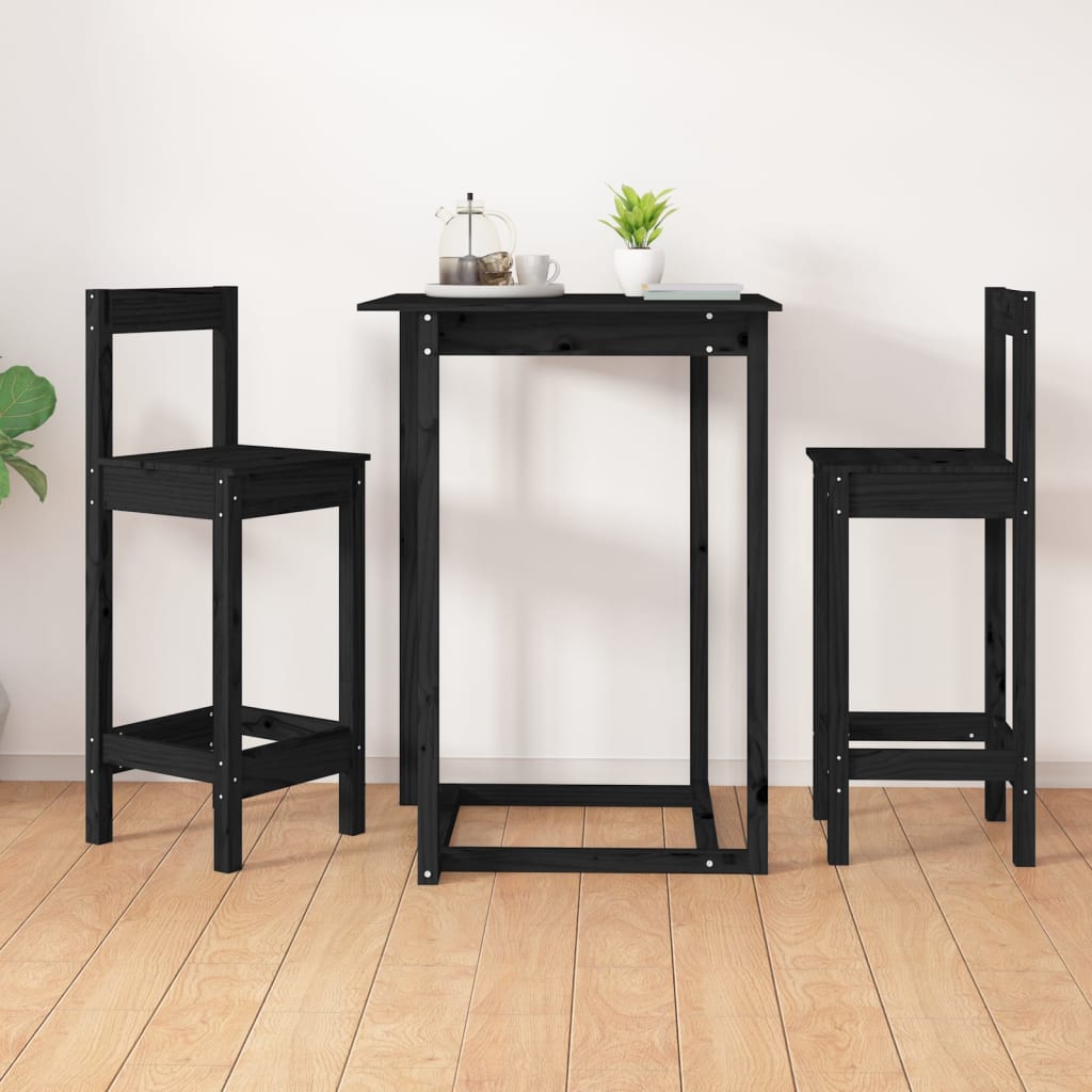 Barstolar 2 St Svart 40X40X78 Cm Massiv Furu