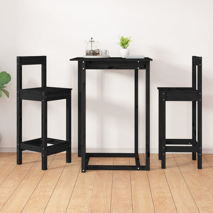 Barstolar 2 St Svart 40X40X78 Cm Massiv Furu