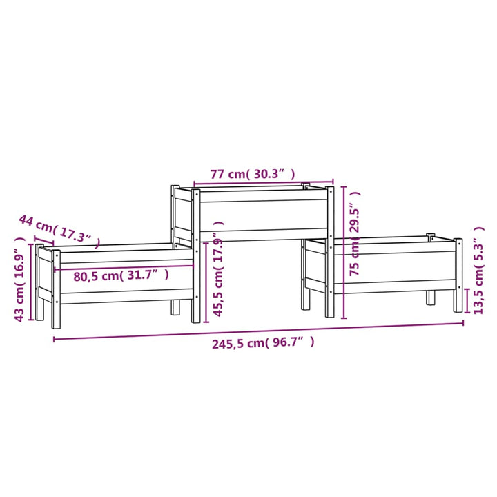 Skrivbord 245,5X44X75 Cm Massiv Furu