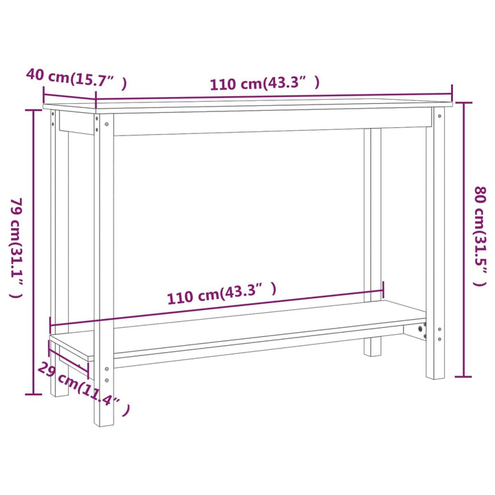 Konsolbord 110X40X80 Cm Massiv Furu
