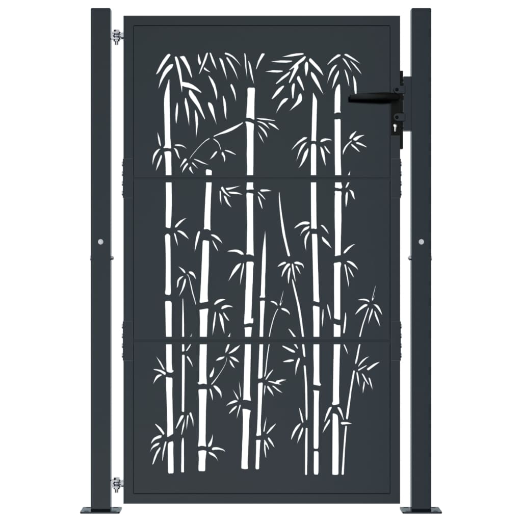Trädgårdsgrind Antracit Stål Bambu Design