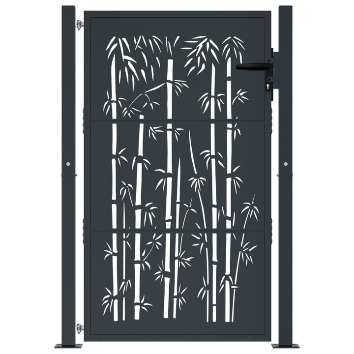 Trädgårdsgrind Antracit Stål Bambu Design