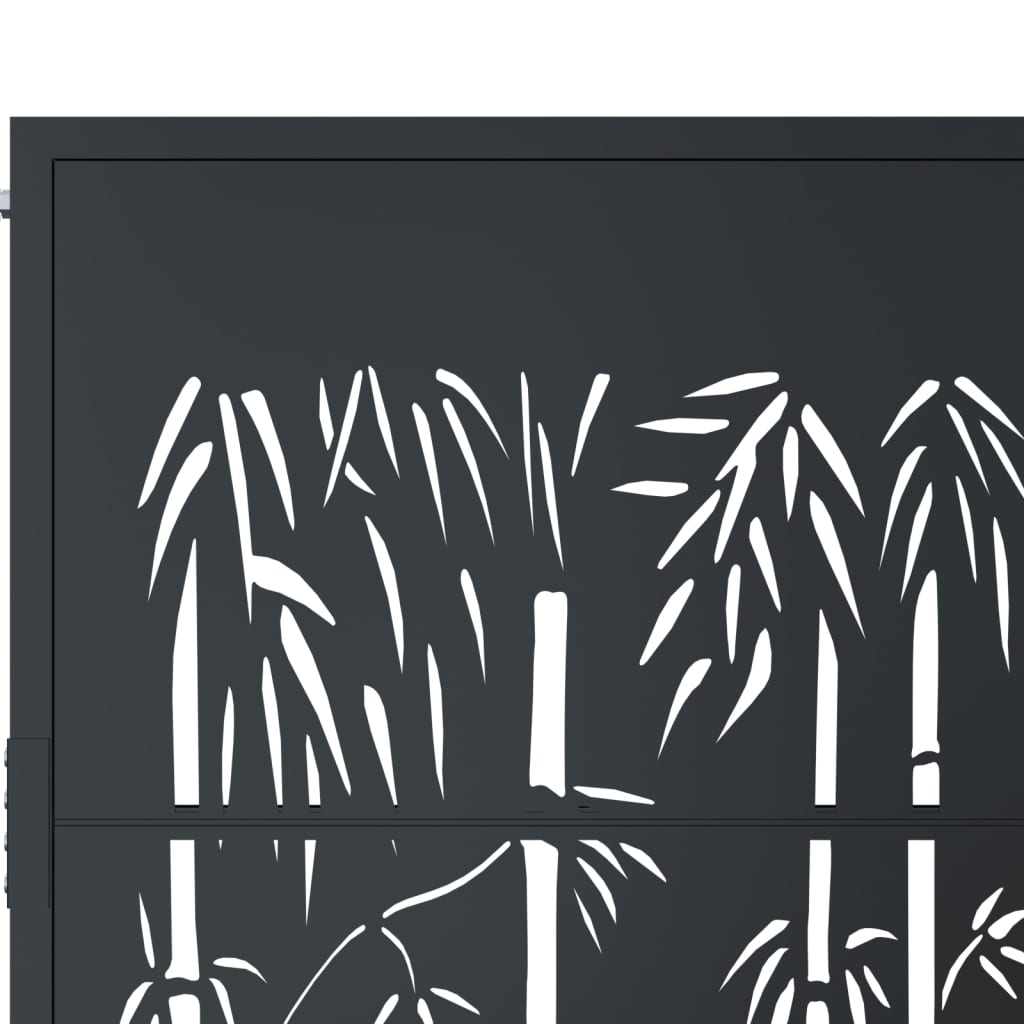 Trädgårdsgrind Antracit Stål Bambu Design