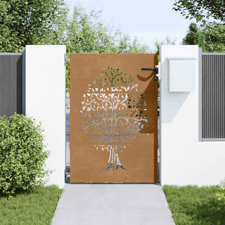Trädgårdsgrind Cortenstål Träddesign