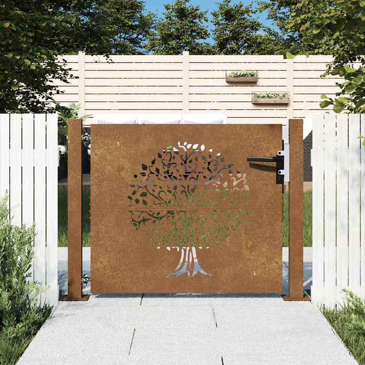 Trädgårdsgrind Cortenstål Träddesign
