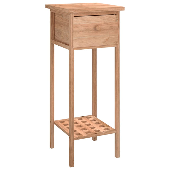 Sidobord Med Låda 25X25X60Cm Massivt Valnötsträ