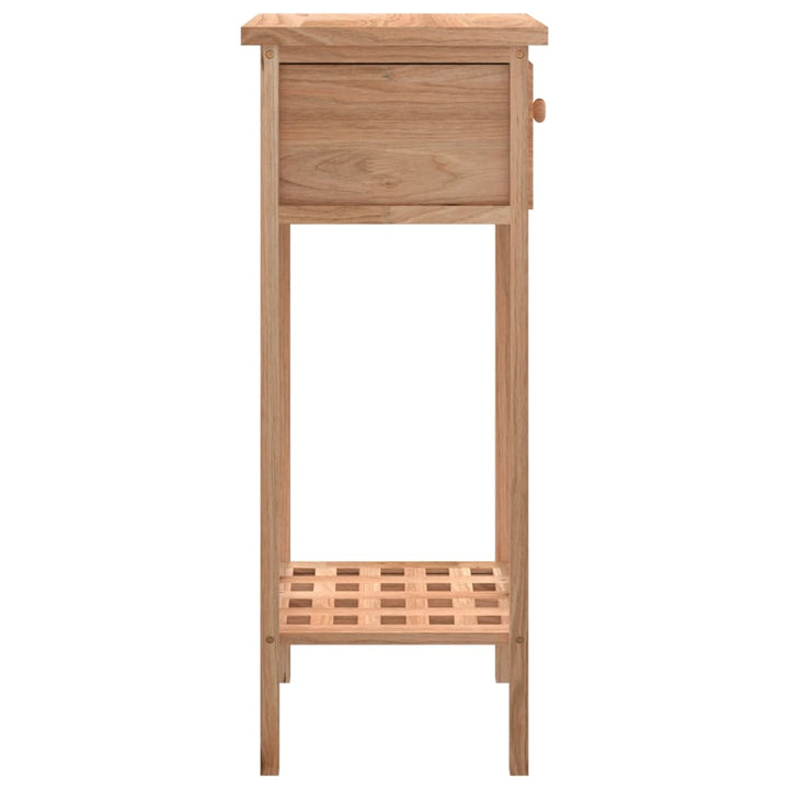 Sidobord Med Låda 25X25X60Cm Massivt Valnötsträ