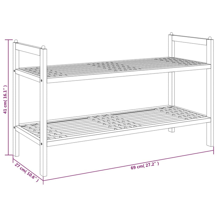 Skohylla 69X27X41 Cm Massivt Valnötsträ