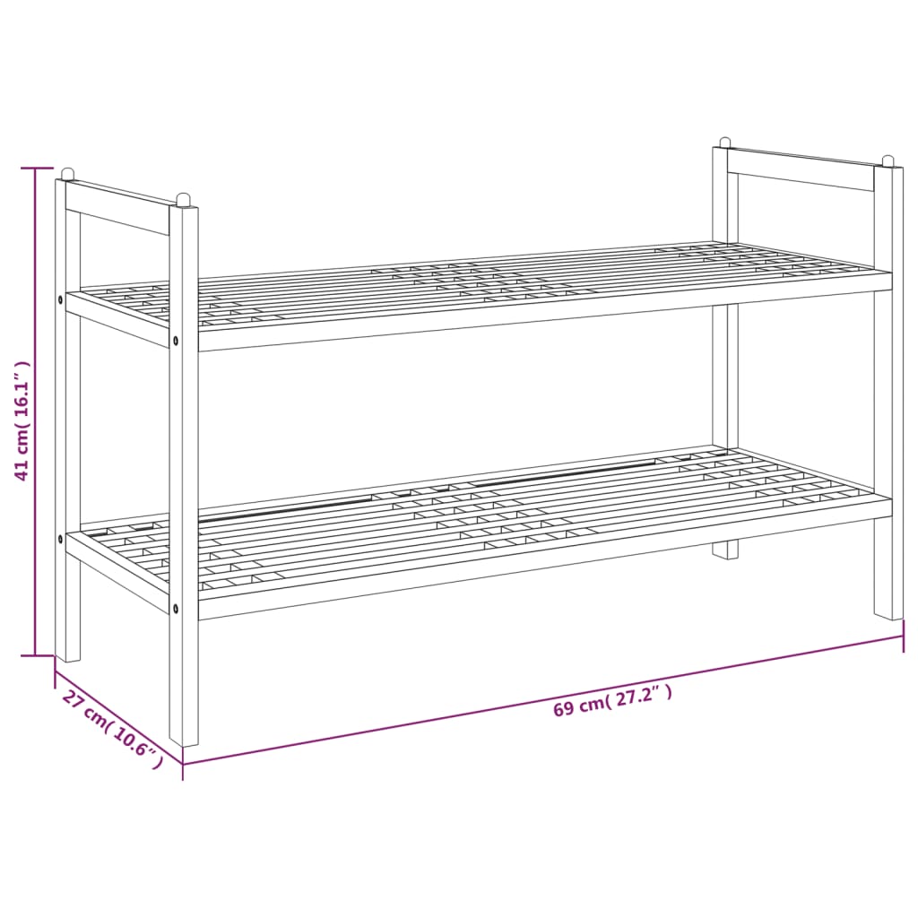 Skohylla 69X27X41 Cm Massivt Valnötsträ