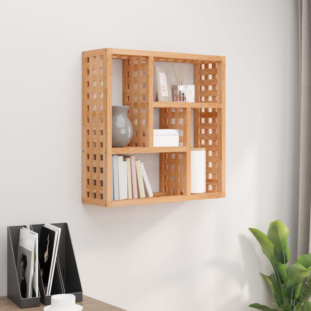 Vägghylla 49X15X49 Cm Massivt Valnötsträ