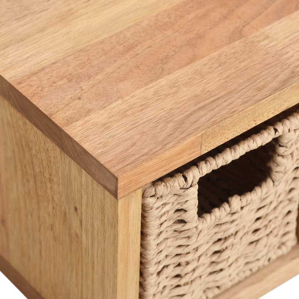 Vägghylla Med Korgar 62X18X16 Cm Massivt Valnötsträs
