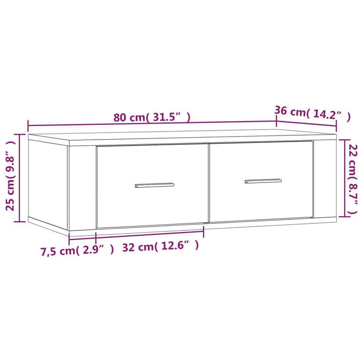 Tv-Bänk Väggmonterad 80X36X25 Cm Konstruerat Trä