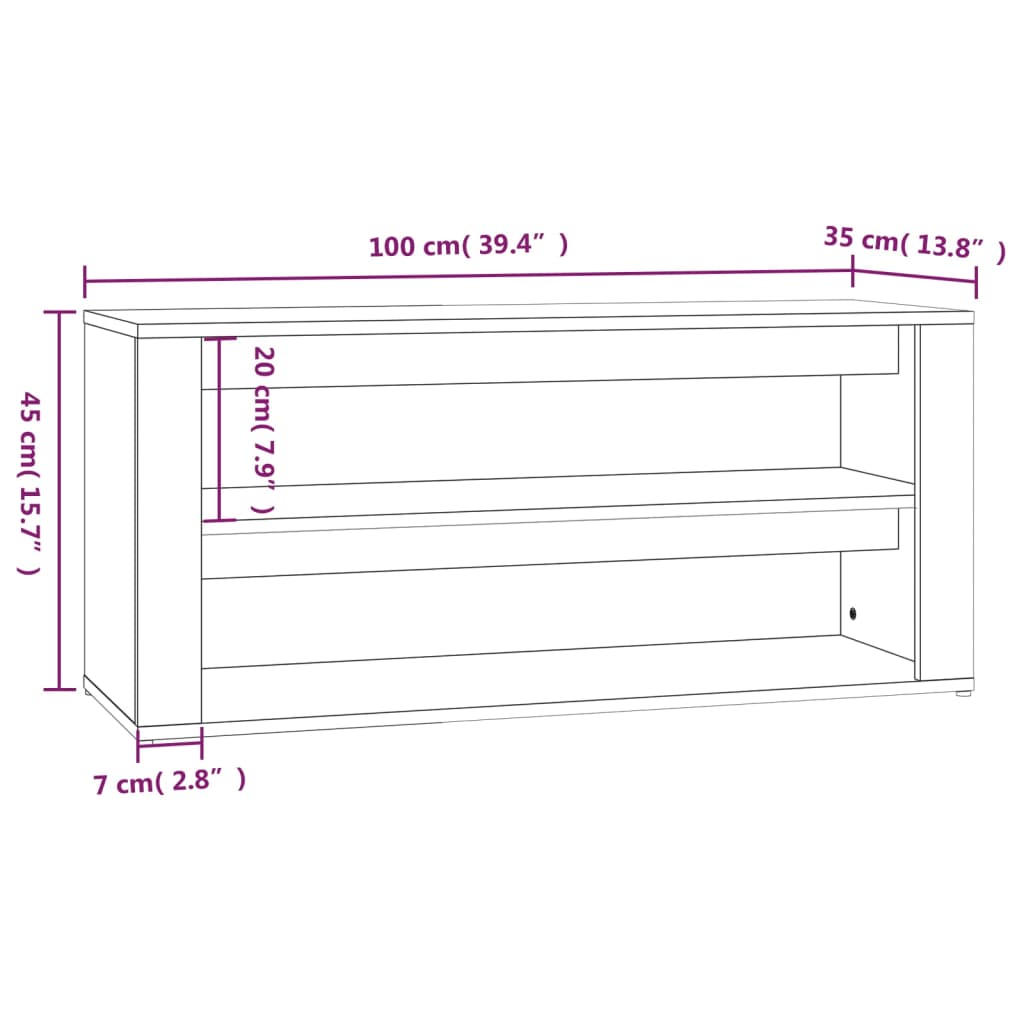 Skohylla Sonoma-Ek 100X35X45 Cm Konstruerat Trä