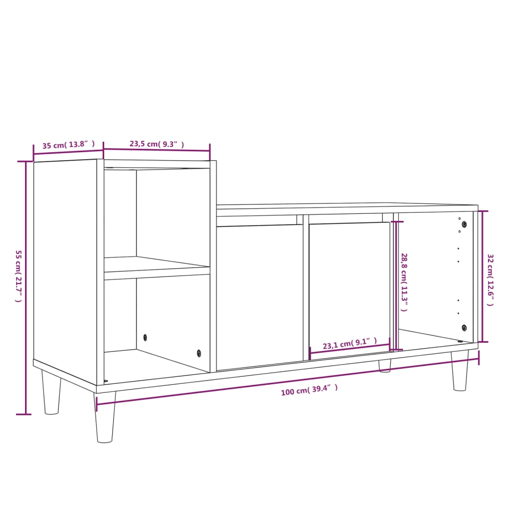 Tv-Bänk 100X35X55 Cm Konstruerat Trä