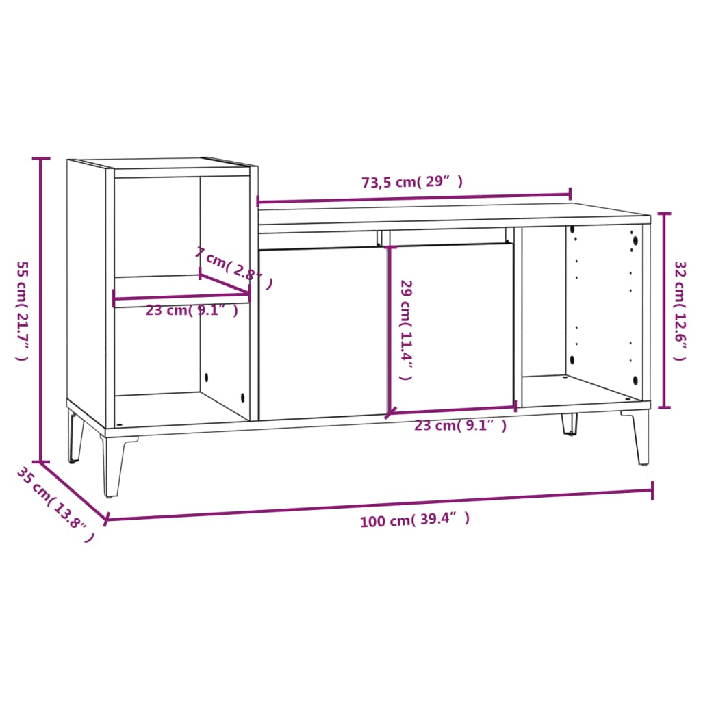 Tv-Bänk 100X35X55 Cm Konstruerat Trä