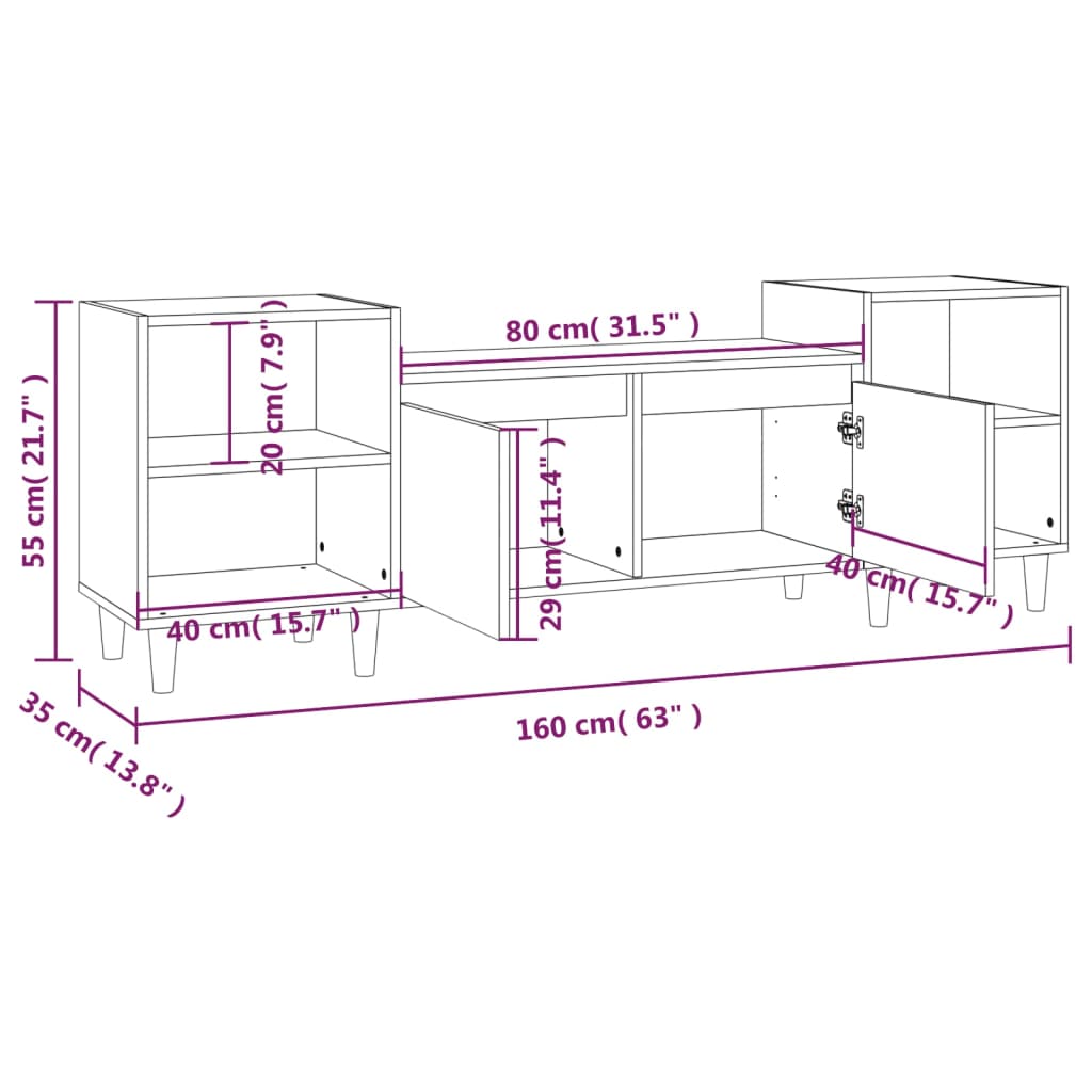 Tv-Bänk 160X35X55 Cm Konstruerat Trä