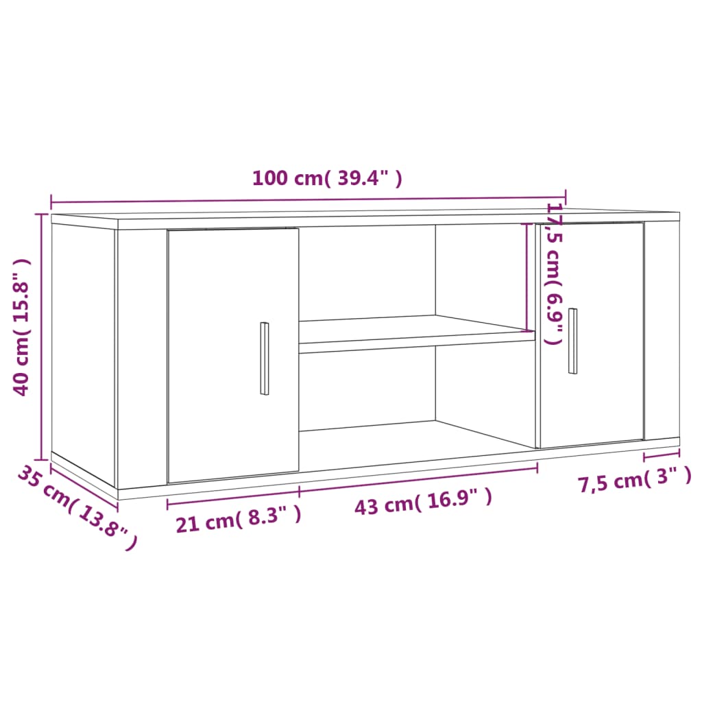 Tv-Bänk 100X35X40 Cm Konstruerat Trä