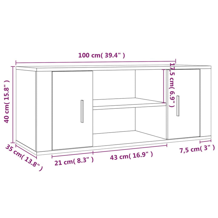 Tv-Bänk 100X35X40 Cm Konstruerat Trä