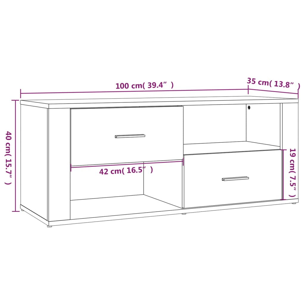 Tv-Bänk 100X35X40 Cm Konstruerat Trä