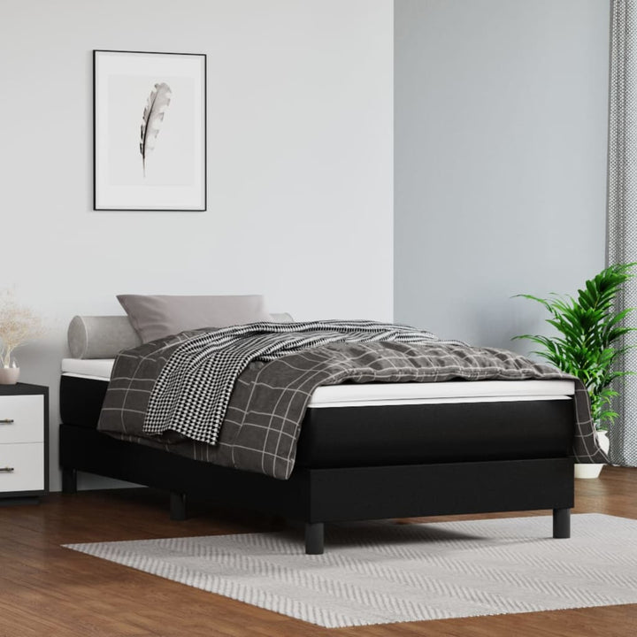 Boxspring-Sängram Gräddvit Konstläder