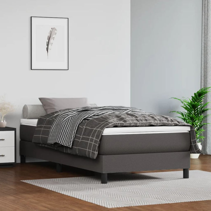 Boxspring-Sängram Gräddvit Konstläder