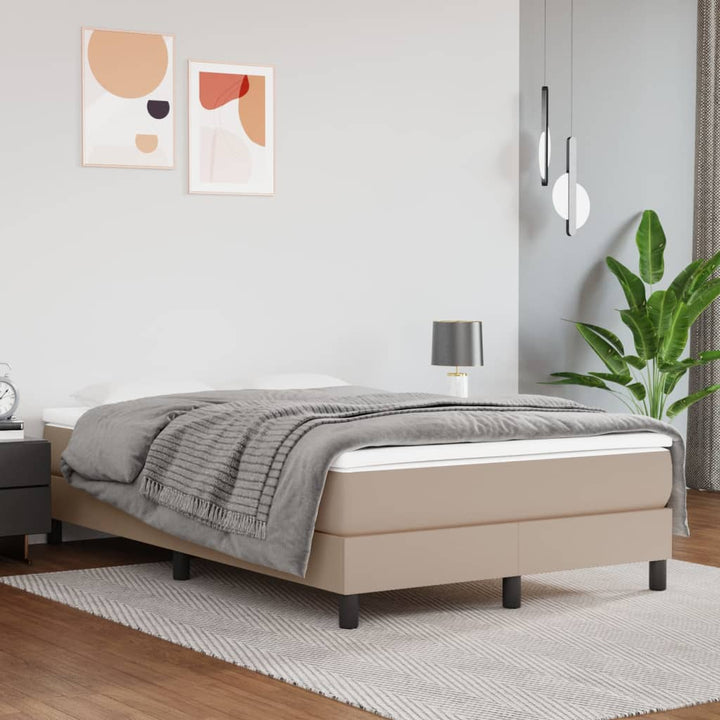 Boxspring-Sängram Gräddvit Konstläder