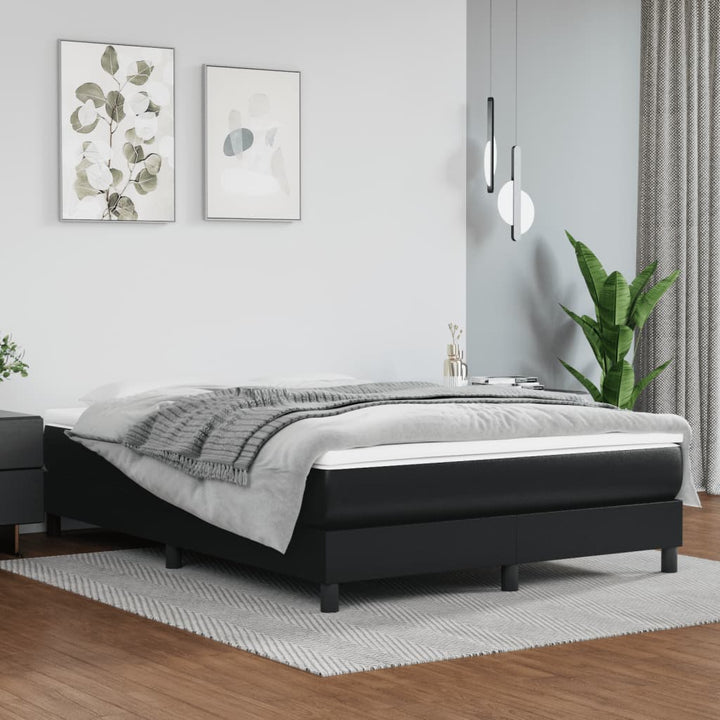 Boxspring-Sängram Gräddvit Konstläder