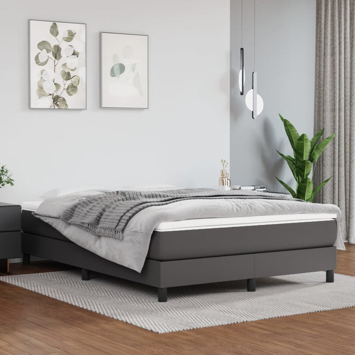 Boxspring-Sängram Gräddvit Konstläder