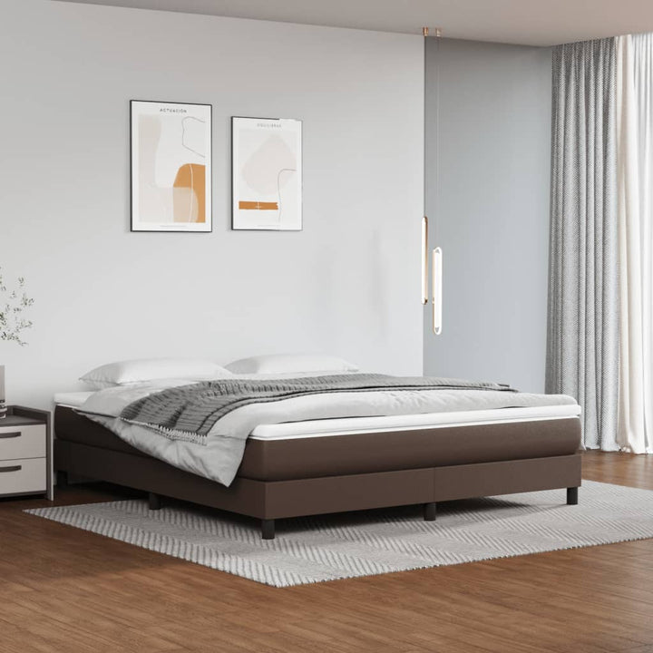 Boxspring-Sängram Gräddvit Konstläder