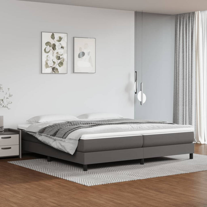 Boxspring-Sängram Gräddvit Konstläder
