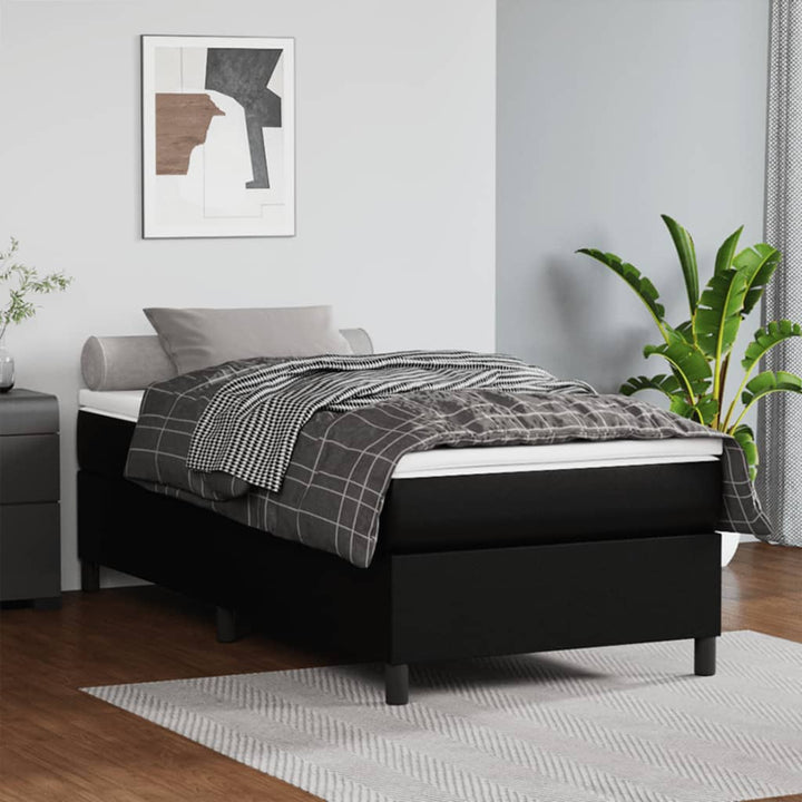 Boxspring-Sängram Gräddvit Konstläder