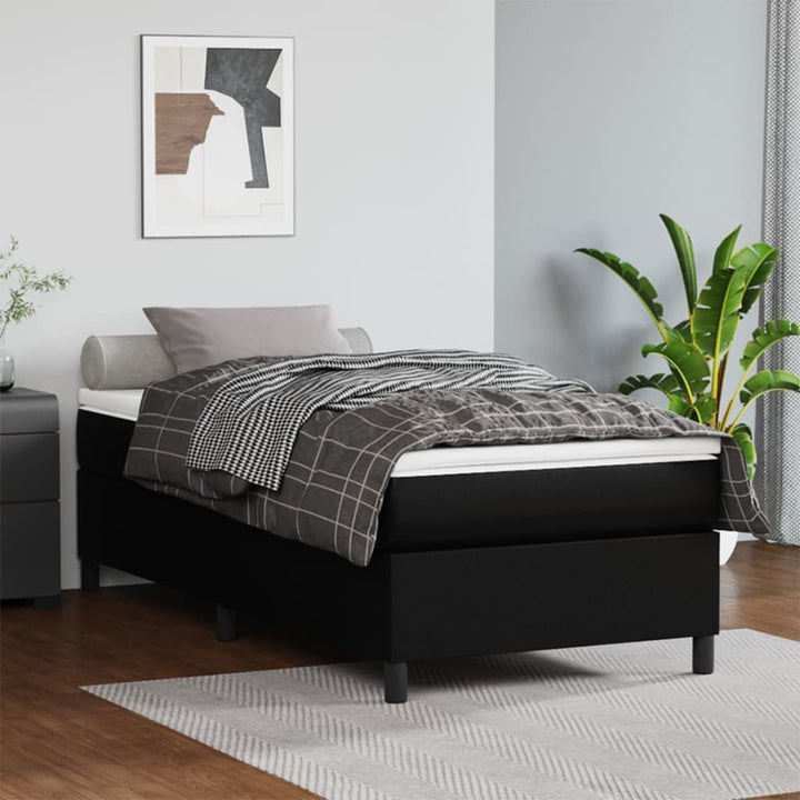 Boxspring-Sängram Gräddvit Konstläder