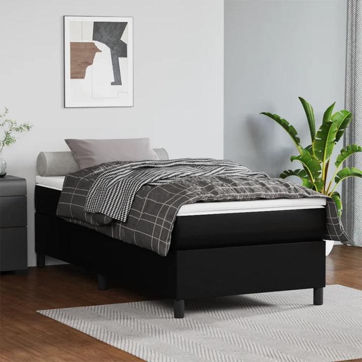 Boxspring-Sängram Gräddvit Konstläder