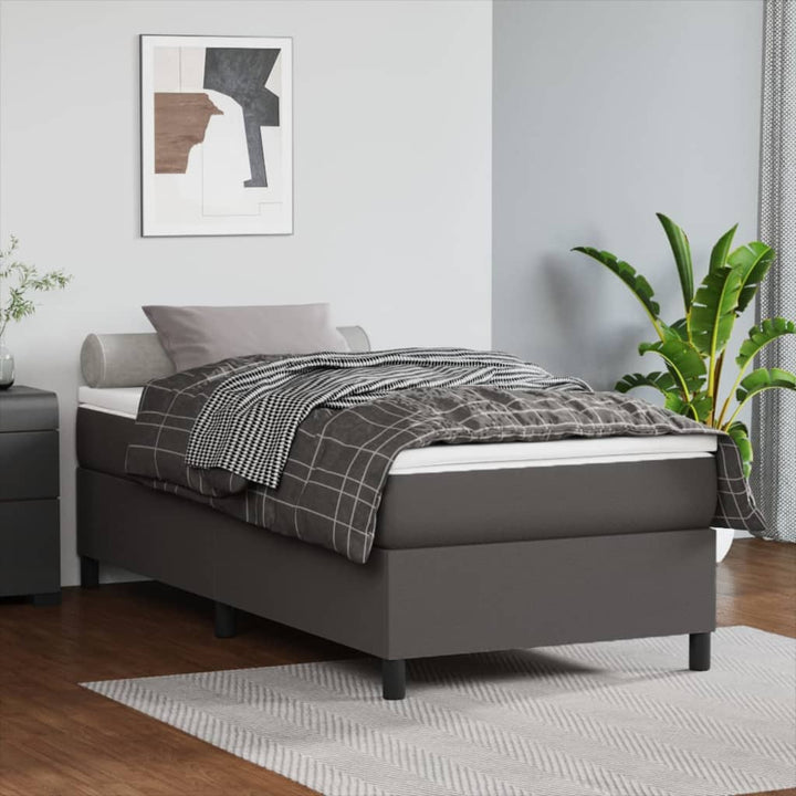 Boxspring-Sängram Gräddvit Konstläder