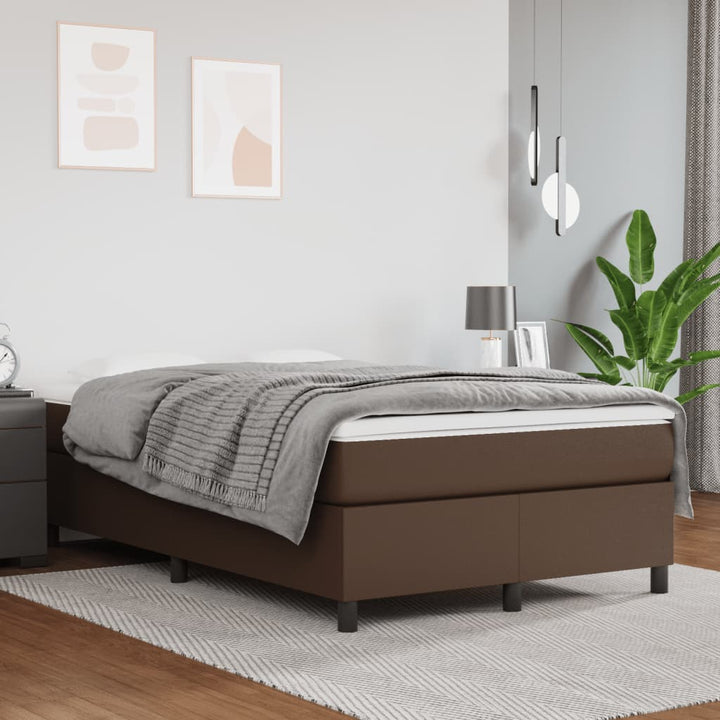 Boxspring-Sängram Gräddvit Konstläder