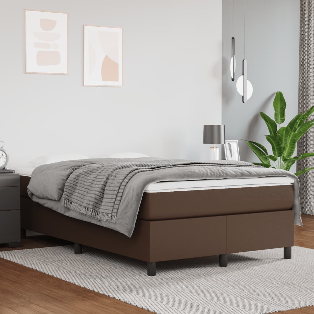 Boxspring-Sängram Gräddvit Konstläder