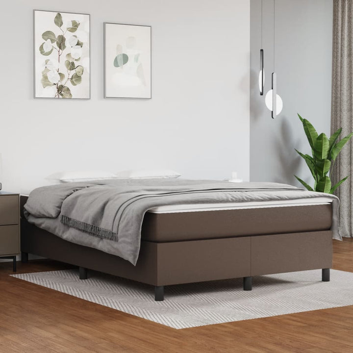 Boxspring-Sängram Gräddvit Konstläder