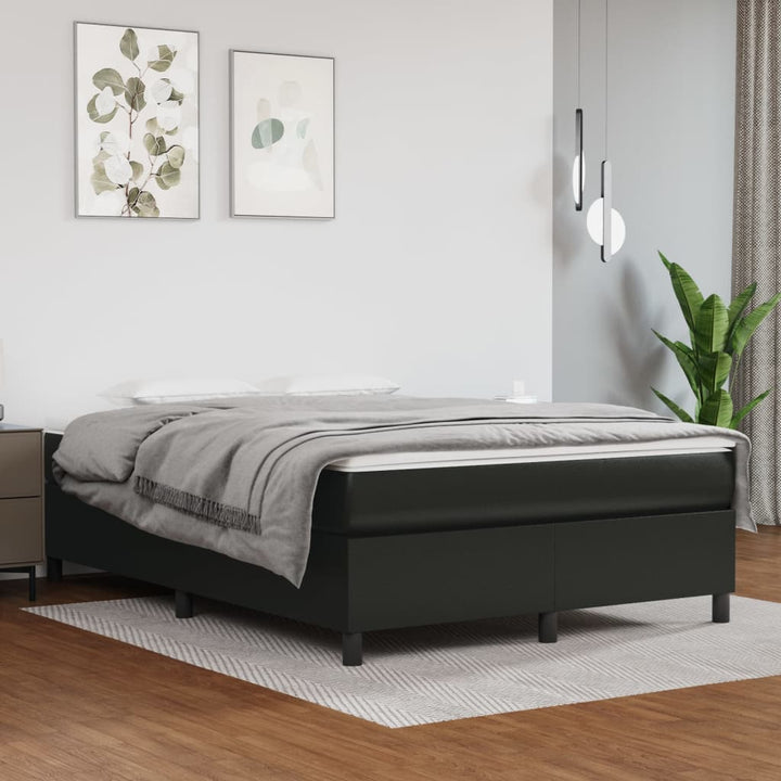 Boxspring-Sängram Gräddvit Konstläder
