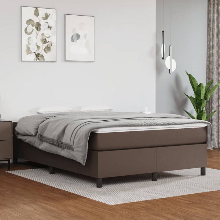 Boxspring-Sängram Gräddvit Konstläder