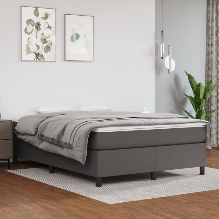 Boxspring-Sängram Gräddvit Konstläder