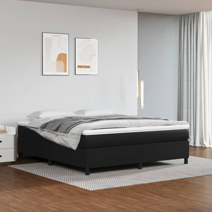 Boxspring-Sängram Gräddvit Konstläder